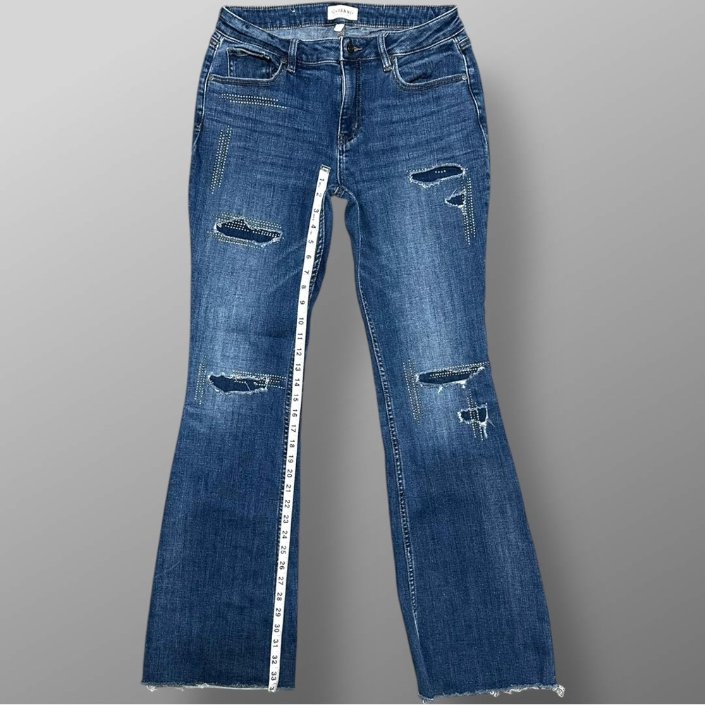 Shyanne Women's Blue Distressed Boot Cut Jeans - Picture 3 of 11